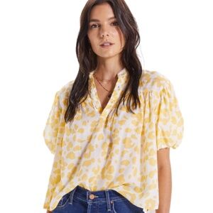 Mother S/S Pouf Popover Shirt Size M Leopard Floral